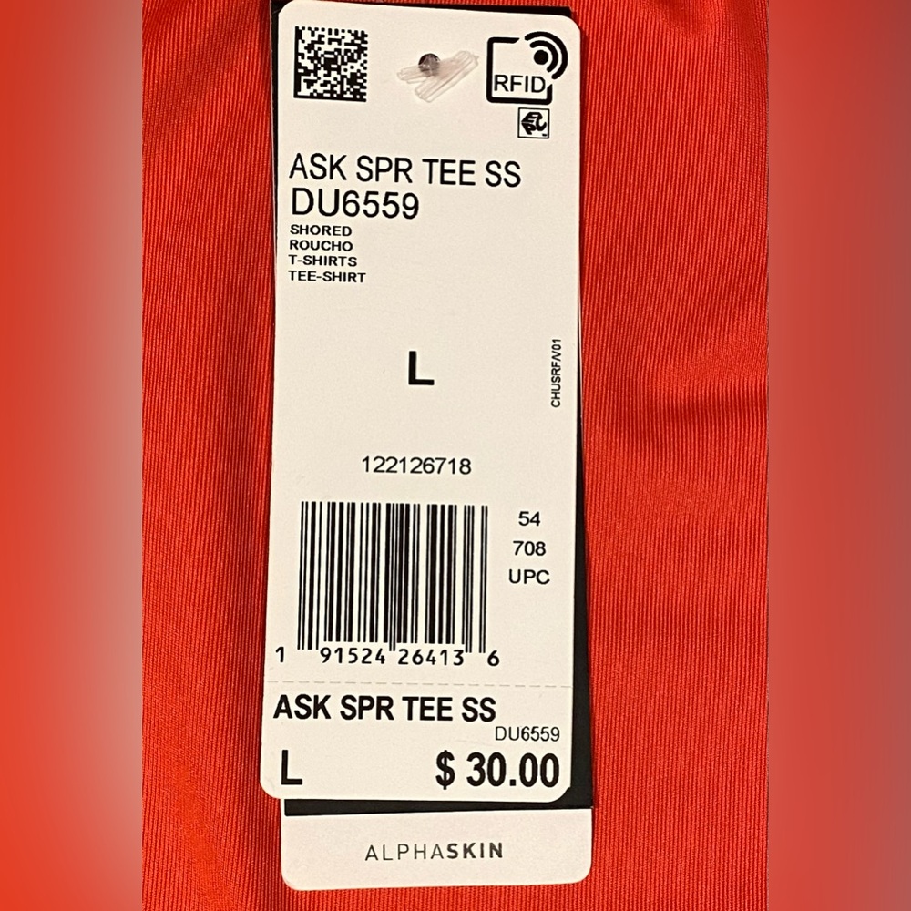 adidas Alphaskin Short-Sleeve Athletic Jersey, Ruby Red, size L, NWT - Picture 7 of 9